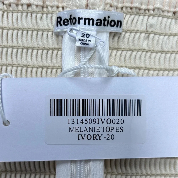 Reformation Melanie Top in Ivory Smocked Back Spaghetti Strap Coquette Sexy - Picture 8 of 11